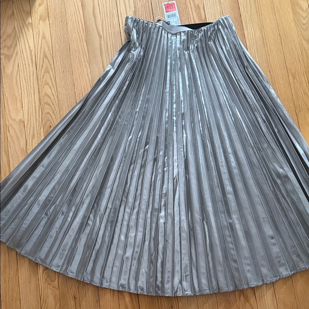 Mango Silver Pleated Women's Skirt as M